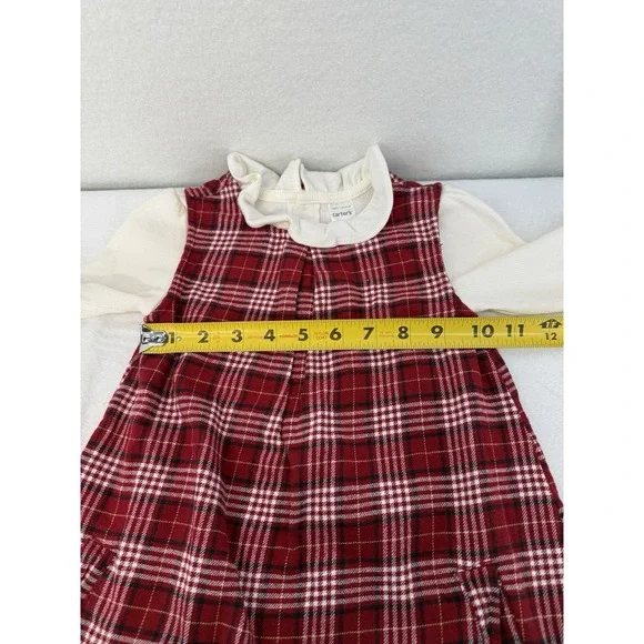 NWOT Carter's Babygirl 2 Piece Bodysuit Red Plaid Dress Size 24M - Picture 5 of 6